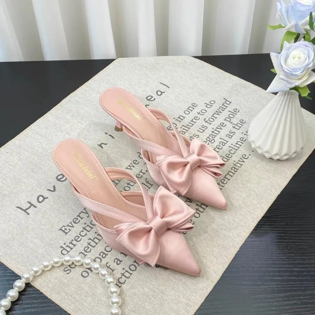 Pointed Toe Women Slippers 2025 Summer New Fashion Thin High Heels Slippers Female Casual Party Outdoor Slingbacks Pumps Mujer