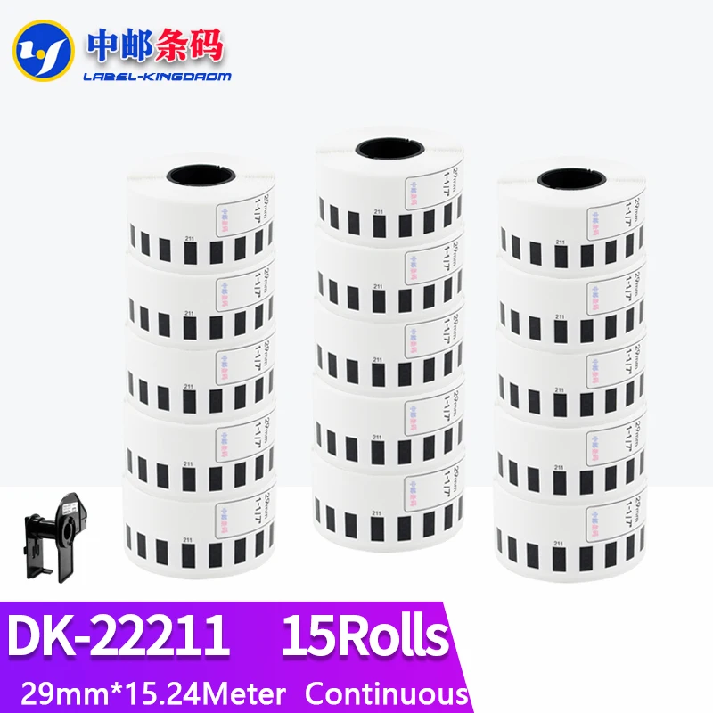 

15Rolls Generic DK-22211 Label 29mm*15.24M Continuous Compatible for Brother QL-570/700/800/1060/1100 Label Printer DK-2211