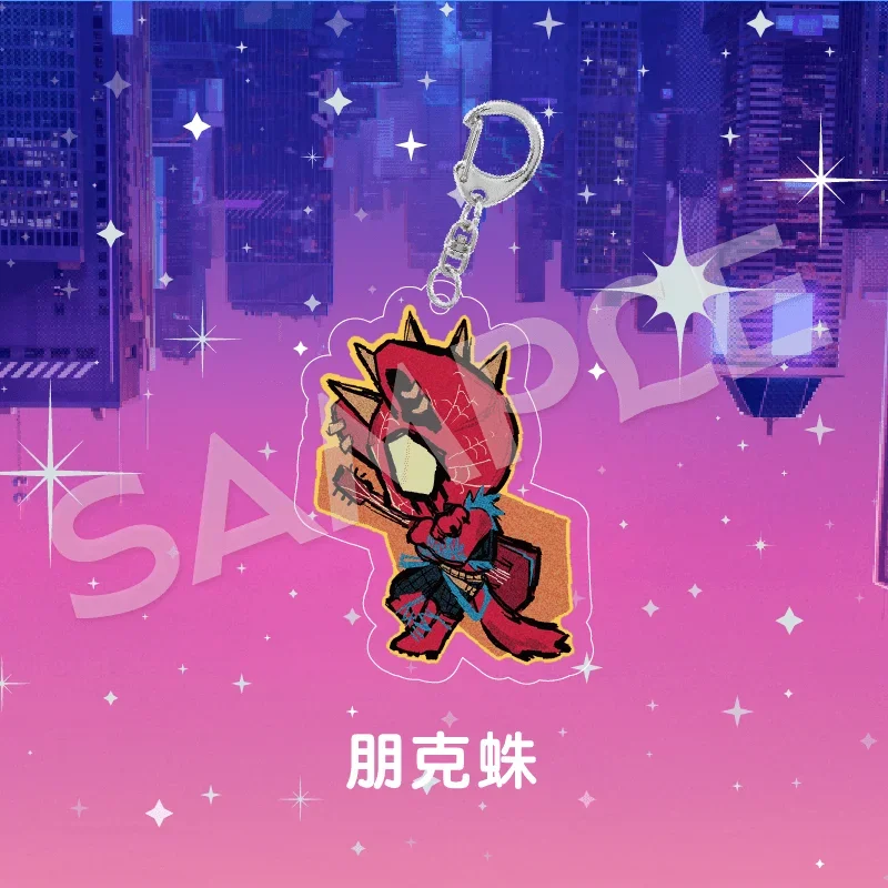 Disney Punk Accessories Across The Universe Kawaii Cat Cos Spider-Man Gwen Miles Cute Keychain Pendant Gift for Boys and Girls