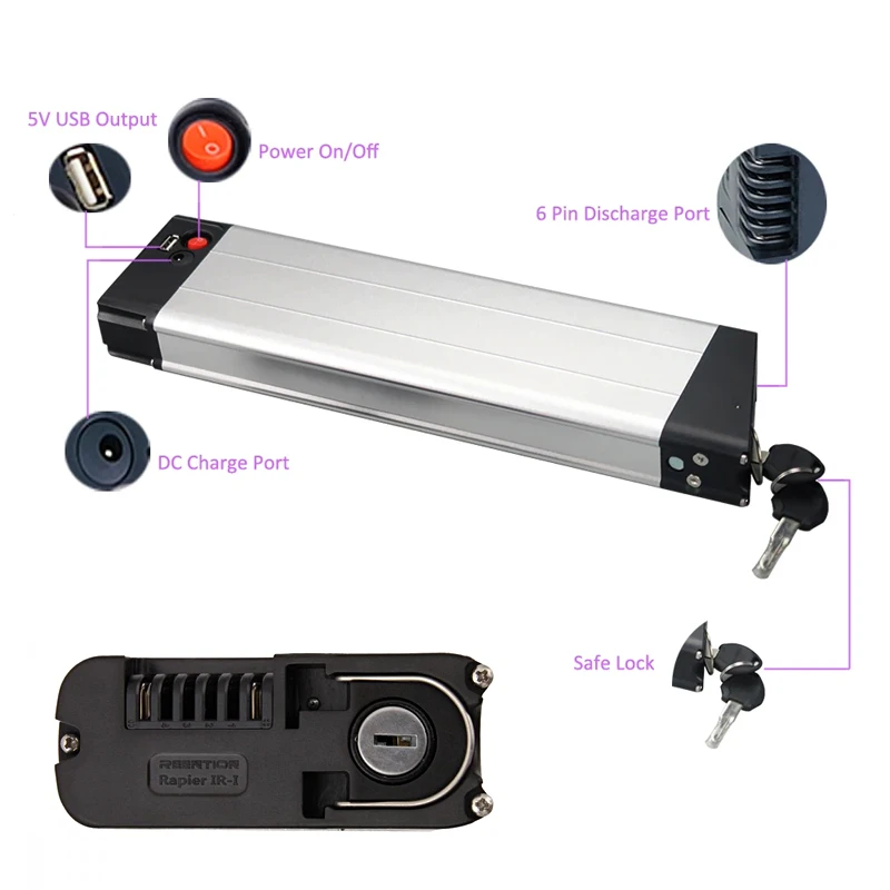 36V Folding Bicycle Battery 7.8Ah 10.4Ah 12.8Ah 14Ah for Rapier Z&uuml;ndapp Z101 F.lli Schiano Galaxy 20 Inch Legend Monza Etna Enik