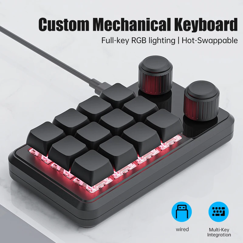 

RGB 3 Keys Macro Programming Mini Keyboard for Photoshop Gaming Hotswap Programming Keypad Copy Paste Mini Button Macropad