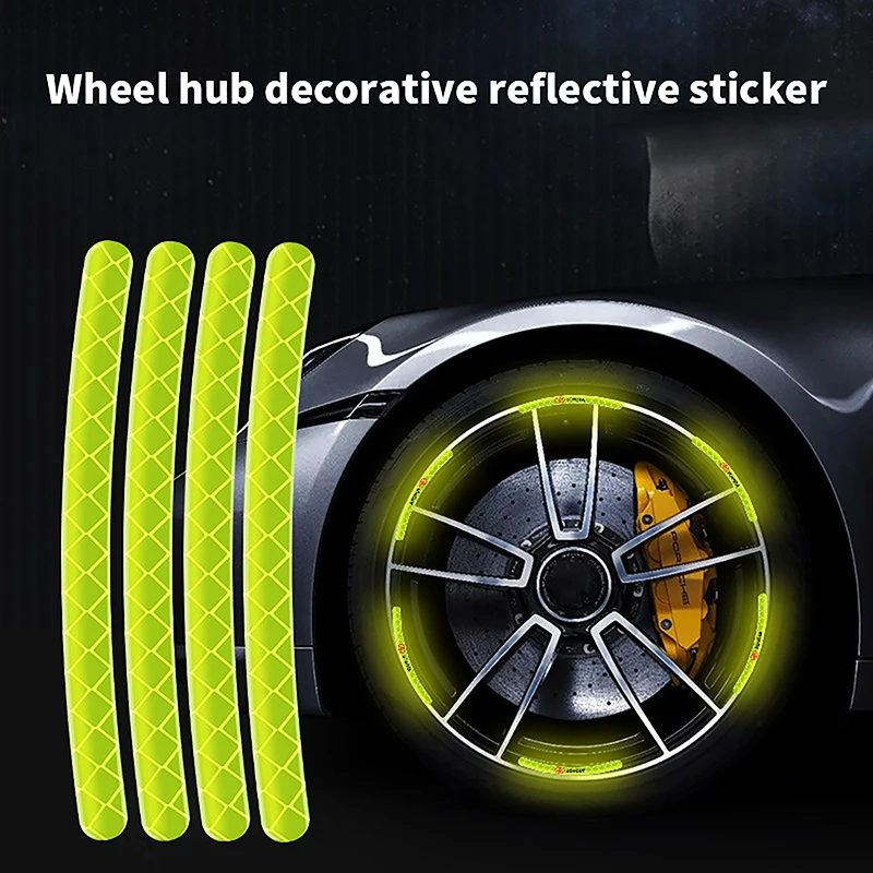 

20Pcs New Refective Car Wheel Decorative Stripe Stickeres Motorcycle Wheel Hub Styling Decal Sticker Night Safety Reflective