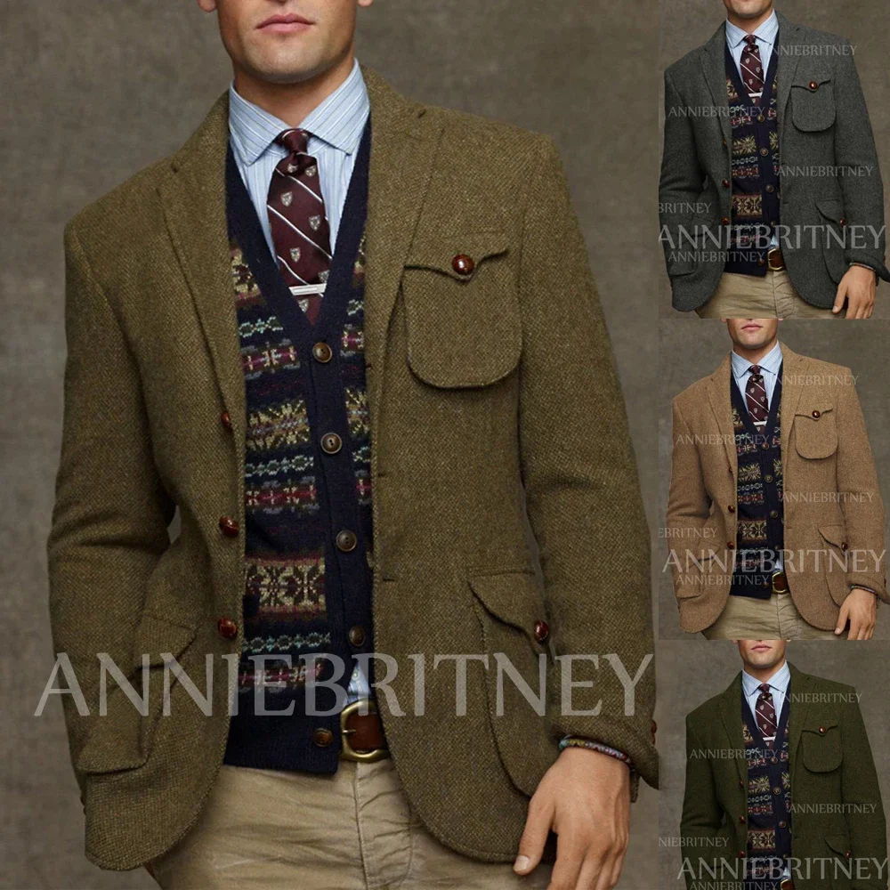 Men Tweed Blazer Winter Jacket Clothing suits jackets