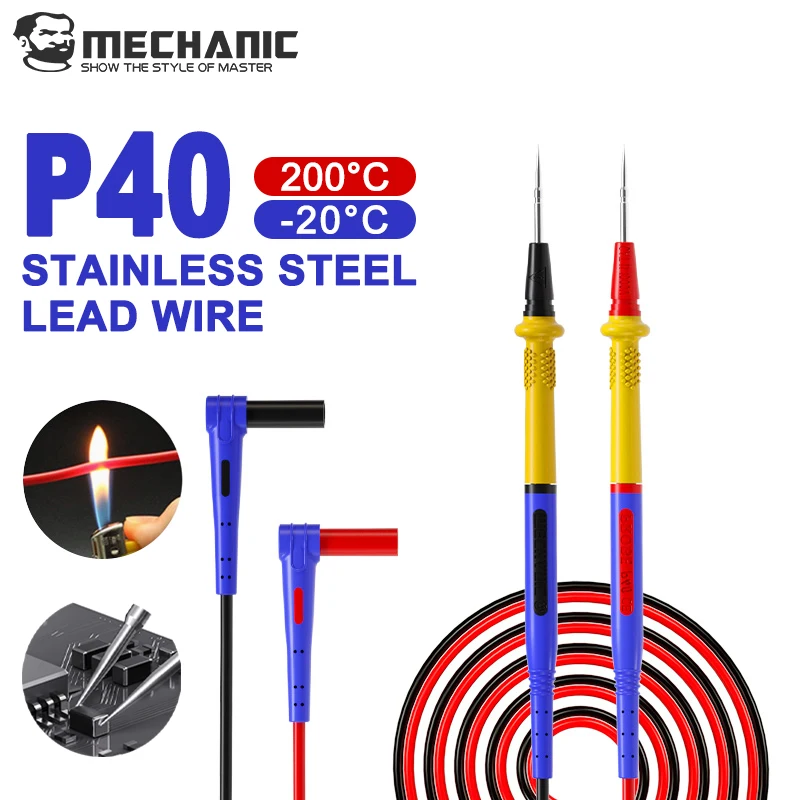 Stylo multimètre P40 1000V 20A pour multimètre numérique, tige de Test, fil de Silicone souple Anti-brûlure, stylo de Test à pointe supplémentaire 1 Stylo multimètre P40 1000V 20A pour multimètre numérique, tige de Test, fil de Silicone souple Anti-brûlure, stylo de Test à pointe supplémentaire 1