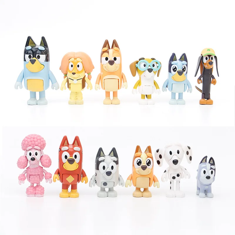 Bluey Anime Bingo The Whole Family Action Figure Toys Cartoon Friends PVC Colletiable Model Doll Kids Christmas Gifs |