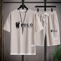 Ensemble 2 pièces homme été 2026, T-shirt respirant à manches courtes et short de sport, tenue de fitness et de jogging tendance 1