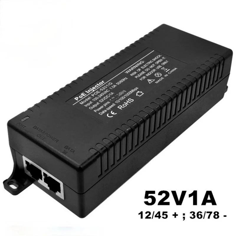 Gigabit Power Over Ethernet PoE Injektor DC 12V 52V für Voip Telefon mit IP