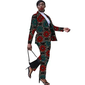 European/American Fashion African Print Women's Suit Casual Blazers With Straight Pants Female Ankara Party Outfits