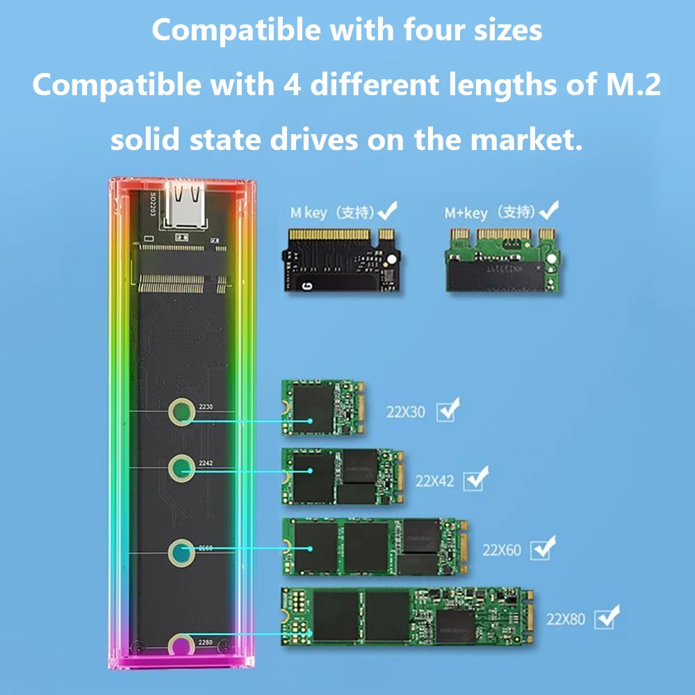 M2 SSD ̽ NVME SSD Ŭ, M.2-USB C Ÿ, RGB Ʈ  ϵ ̺ Ŭ, NVME PCIE NGFF SATA M/B Ű SSD