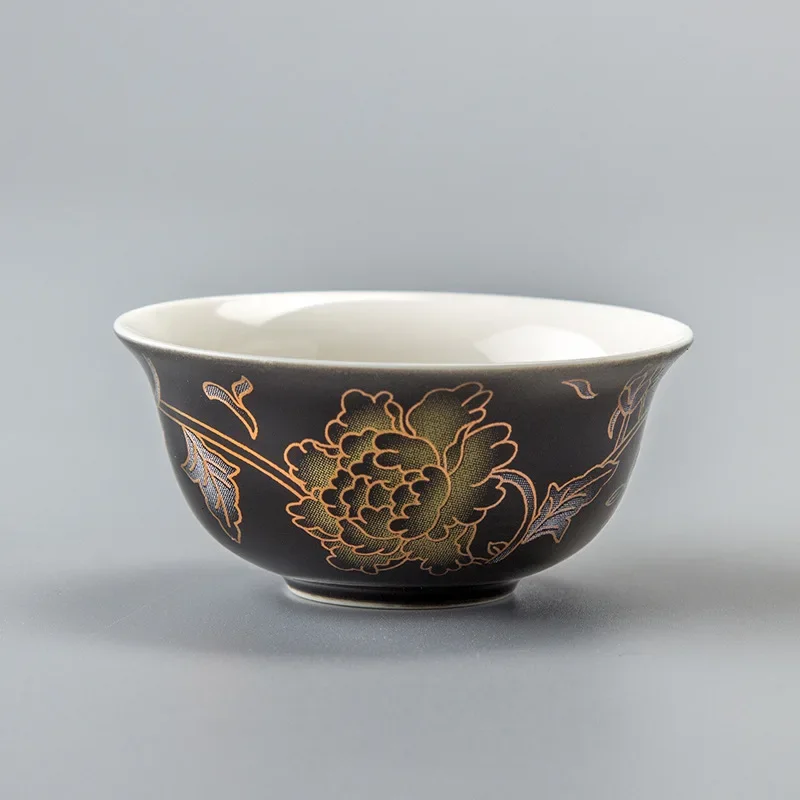Chinese traditional Golden dragon tea cup 1pcs,ceramic teacup Puer cup set,ceramic kiln Top Grade Porcelain