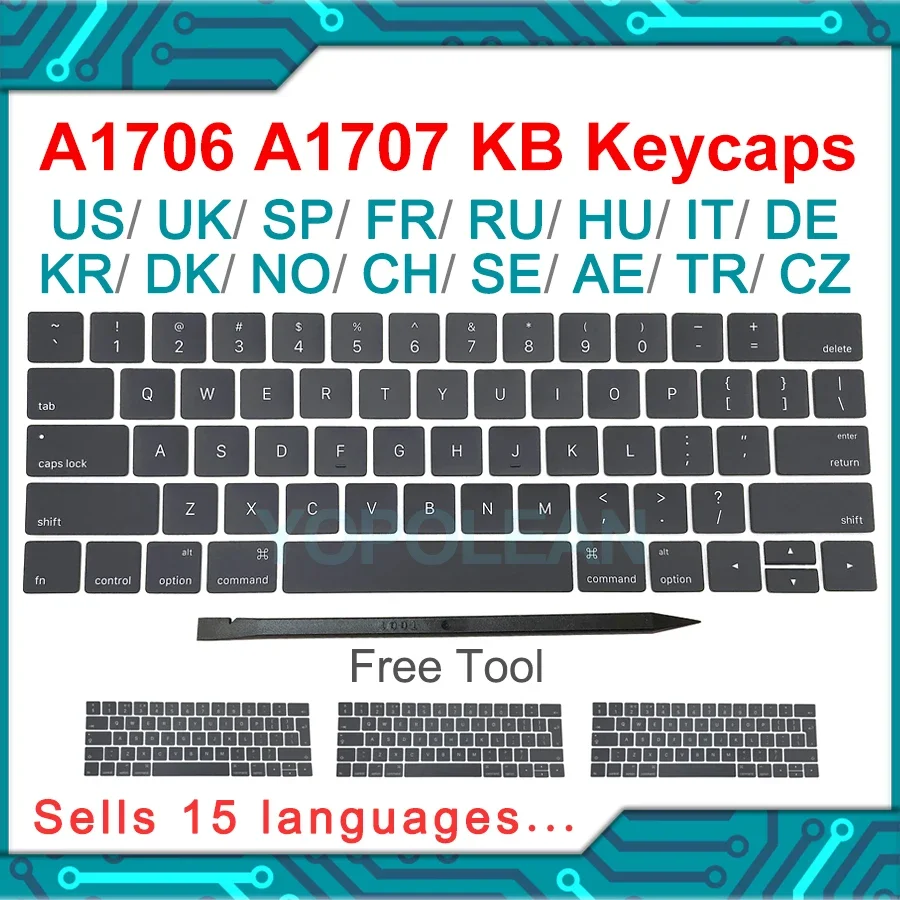 Keyboard Keycap New A1706 A1707 Keyboard keys keycap US UK French EU For Macbook Pro Retina 13" 15" laptop key cap Year