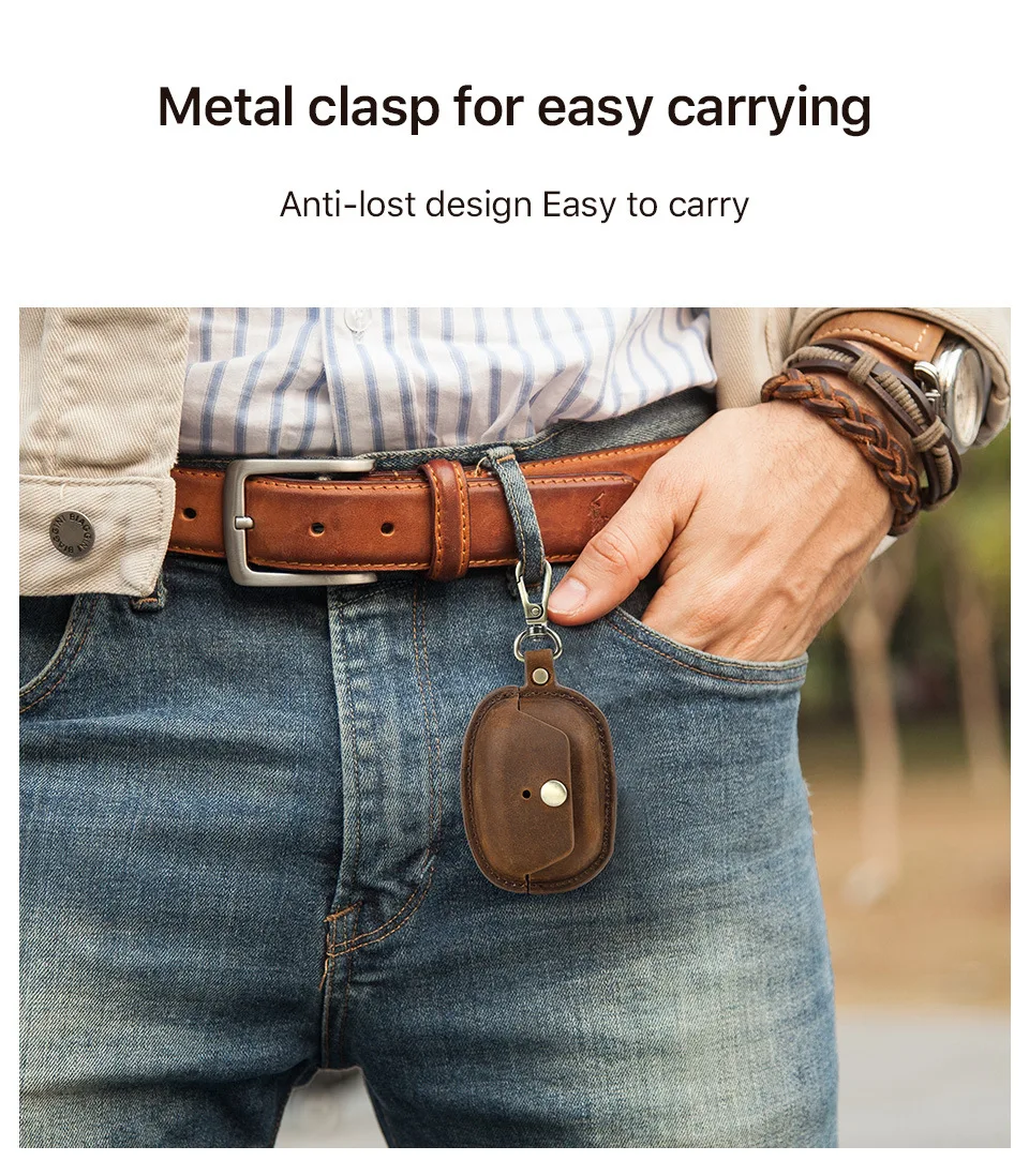 Genuine Leather Earphone Case for Sony WF-1000XM5 Crazy Horse Cowhide Leather Headphone Cover PU Protective Case for 1000X M5