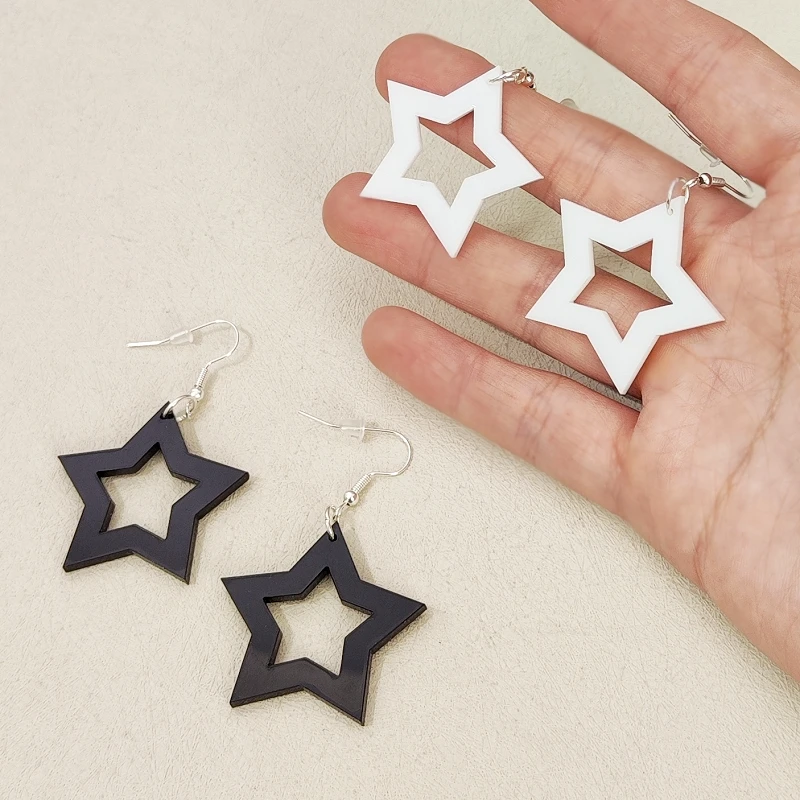 KUGUYS Ausgehöhlte Stern-Ohrringe für Damen, blau, grün, weiß, Acryl-Schmuck, einfache, trendige Accessoires – Detail 15
