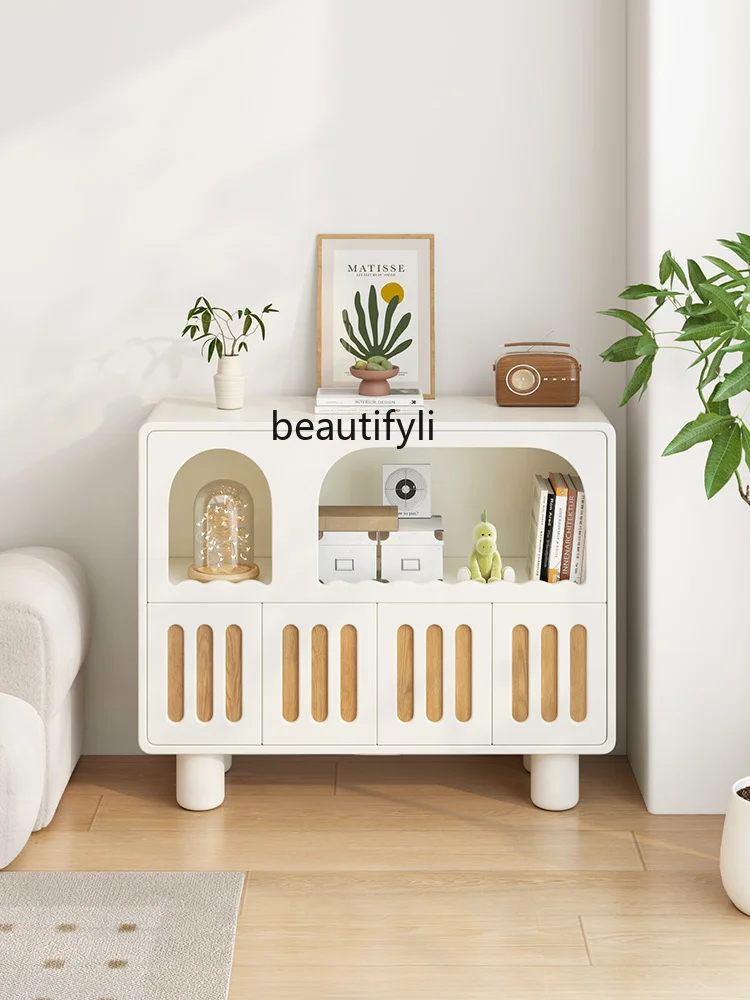 

Floor Storage Cabinet Household Storage Cabinet White Side Cabinet Snack Layered Storage Bookcase
