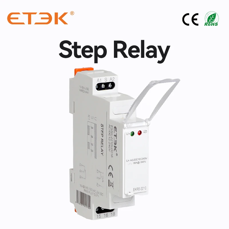 ETEKDinRailStepRelayElectronicLatchingRelayMemoryImpulseRelay