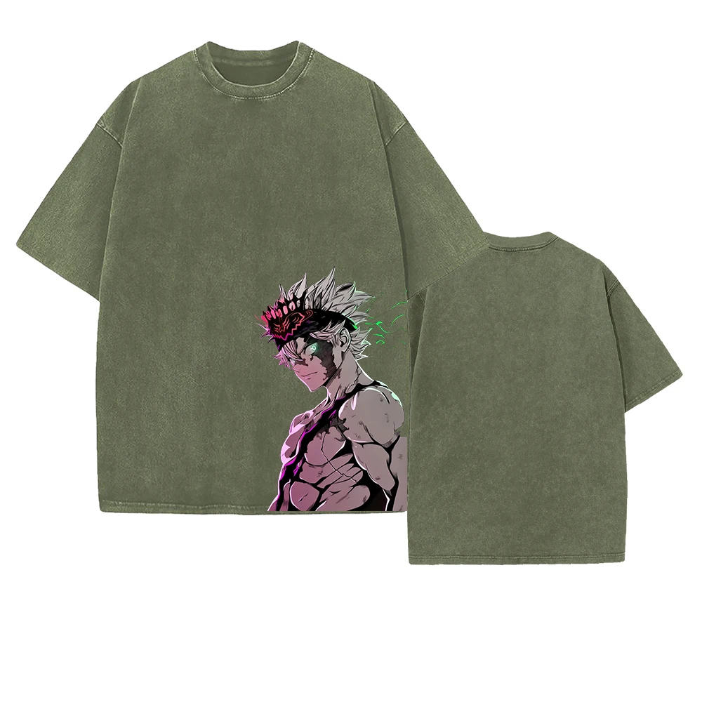 مانغا بلاك كلوفر أستا جرافيك تي شيرت خمر غسلها الم...