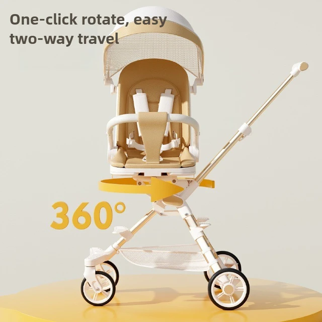 ‌ Poussette pliable de luxe pour bébé, landau réversible, chariot menti-flat, plateau de siège respirant, système de voyage avec auvent ‌ 1