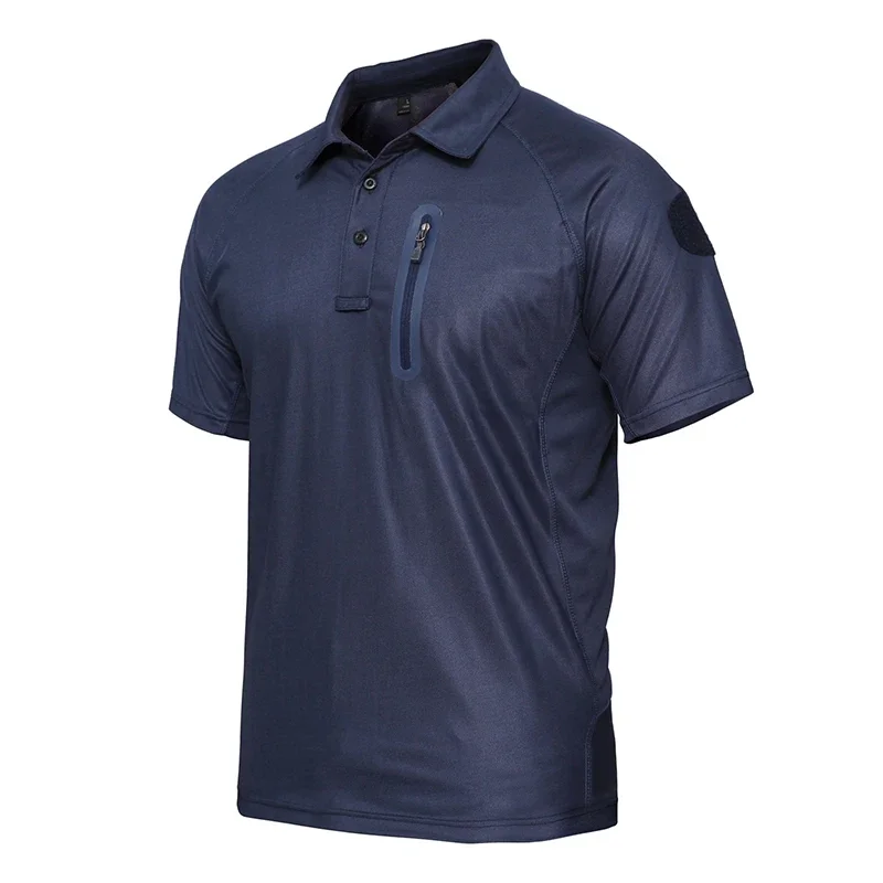 Men's Tactical Polo T-Shirt Short Sleeve Camouflage Breathable Army Work Tee Shirt Quick Dry Outdoor Hiking Top Tees