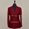 Men's jacket in red, elegant herringbone double breasted peak lapel premium blazer wedding groom dance party custom homme tuxedo