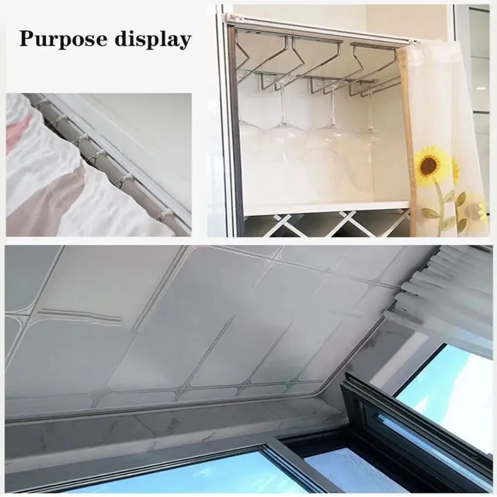 Strong Self Adhesive Curtain Track Without Punching Silent Sliding Track Nano Top Mounted Pulley for Bathroom