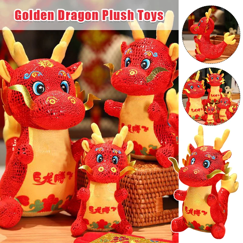 

Chinese New Year Mascot Ornaments Zodiac Dragon Dragon Plush Toys 2024 New Years Gift Decor Soft Stuffed Animal Dinosaur Doll