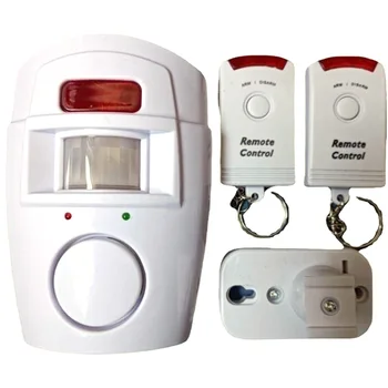 Wireless Motion Sensor Alarm with 2 Remote Controls PIR Alert Infrared Sensor Alarm Battery-powered Home Security System 1