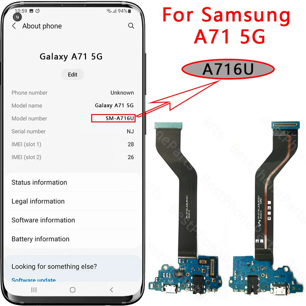 Universal USB Charging Port Board with Dock Connector and Flex Cable