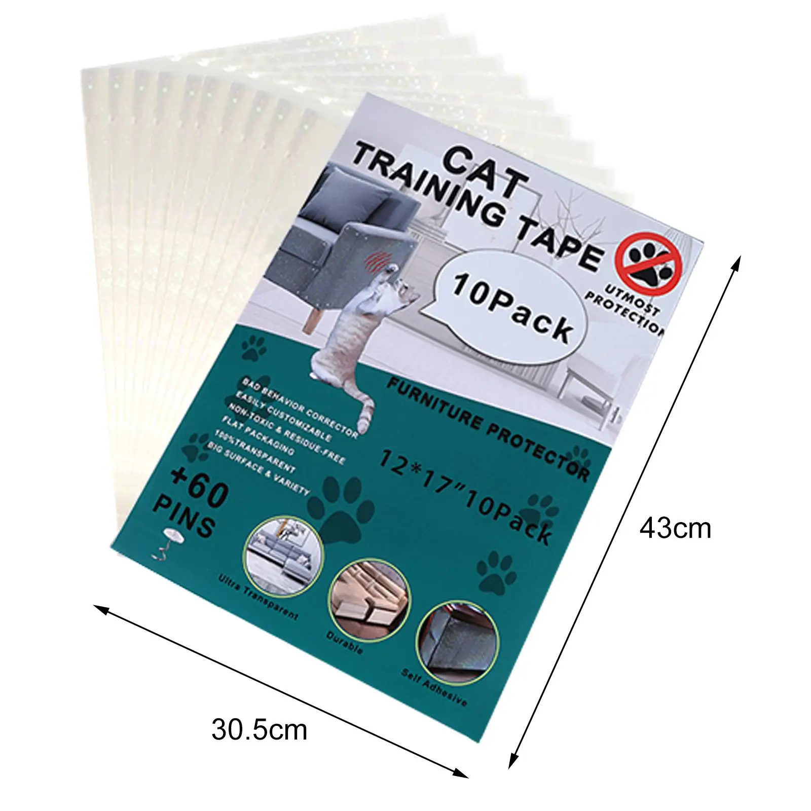 10 Pieces Cat Couch Protector Clear Anti Scratch Cat Deterrent Training Tape Cat Furniture Protector Protection Accessories