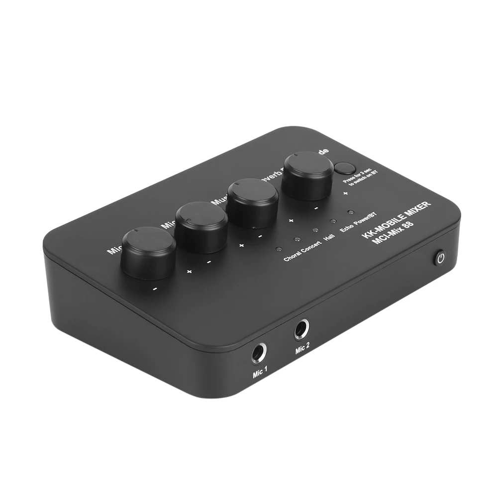 휴대용 가라오케 마이크 믹서 3.5mm AUX BT 연결 듀얼 마이크 입력 KTV 앰프 스피커용 소형 가라오케 오디오 믹서