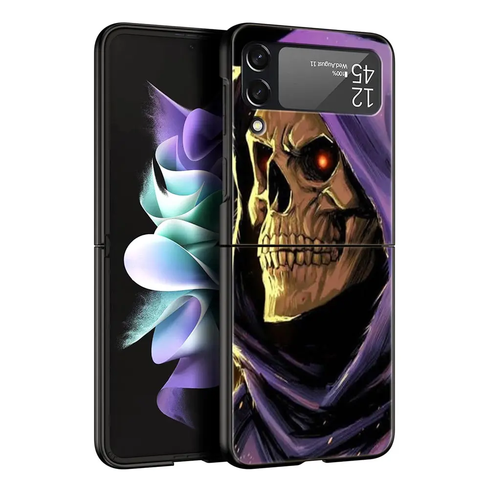 Black Grim Reaper Skull Skeleton Protective Folding Phone Case