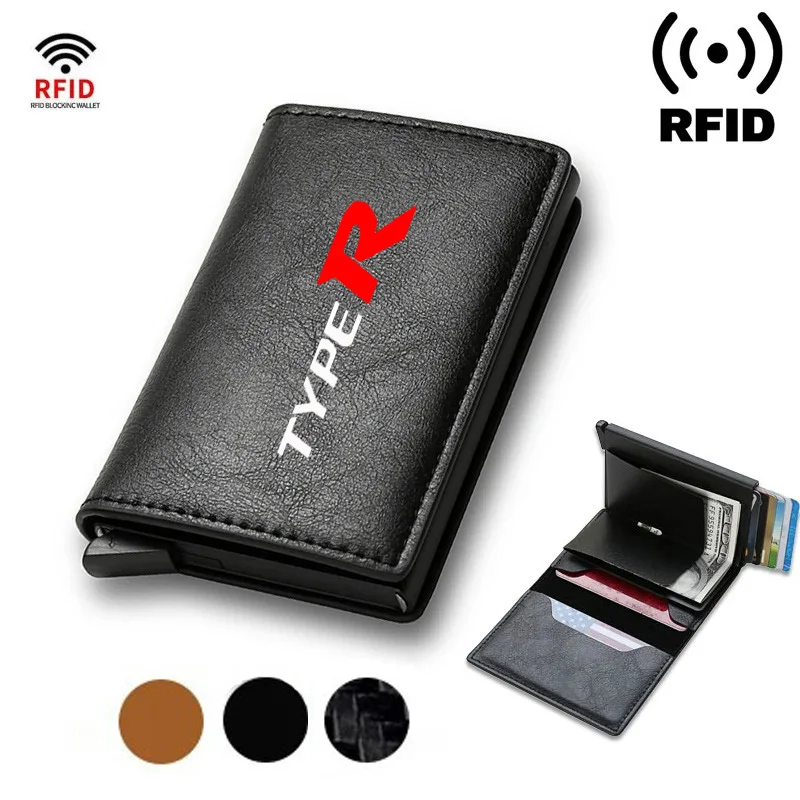 Rfid 신용카드 홀더 남성용 가죽 지갑, 혼다 어코드 시빅 타입 CRV 타입 R 자동차 액세서리, 은행 카드 홀더