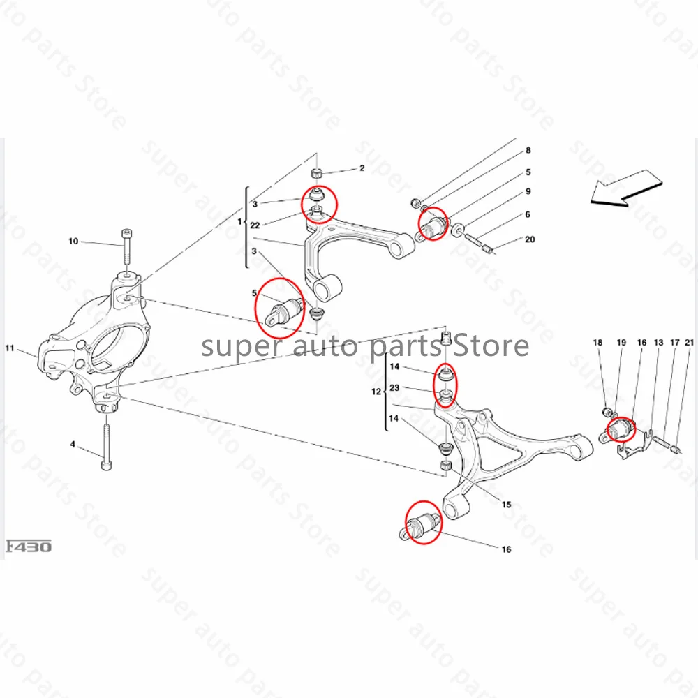 Front Rear Upper Lower Control Arm Ball Joint bushing set For Ferrari 360,430 184610 184609 203633 203632