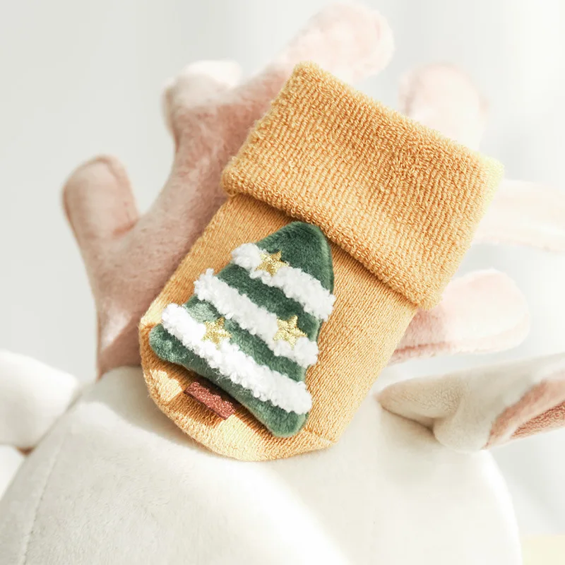 Winter Terry Thicken Anti-slip Baby Long Floor Slipper Sock 2022 Children Merry Christmas Cute Cartoon Doll Stocking for Newborn