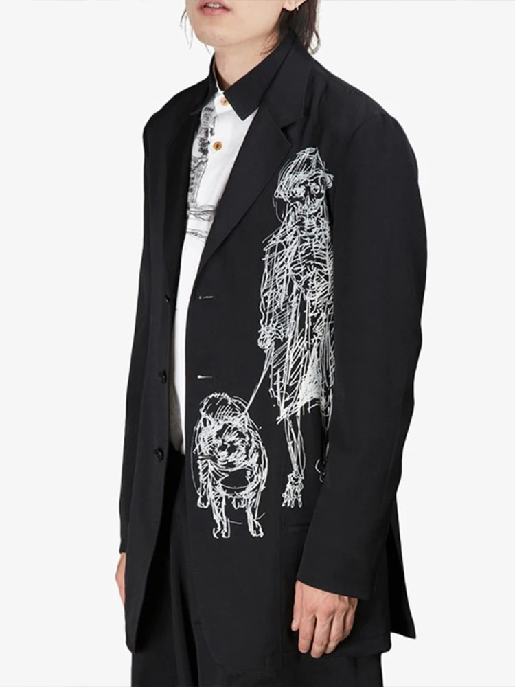 YAMAMOTO-Style Coat Men Suit Male Unisex Casual New In Suits & Blazer For Men Jacket Lead A Dog Oversize Blazers For Woman