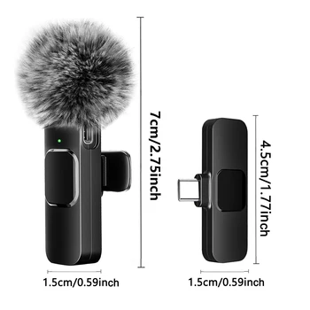 K60 Wireless Lavalier Microphone Mini Audio Video Recording Mic For iPhone Android Laptop Live Gaming Mobile Phone Microphone 2