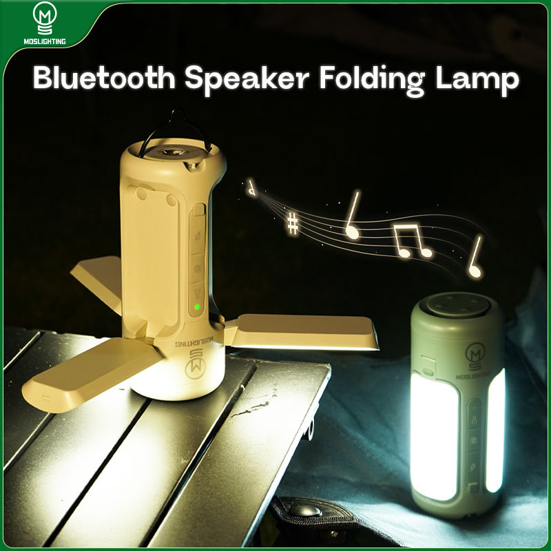 MOSLIGHTING Bluetooth Folding Outdoor Camping Lantern Portable Ligth Rechargeable Hanging Camping Tent Lamp Emergency Lighting