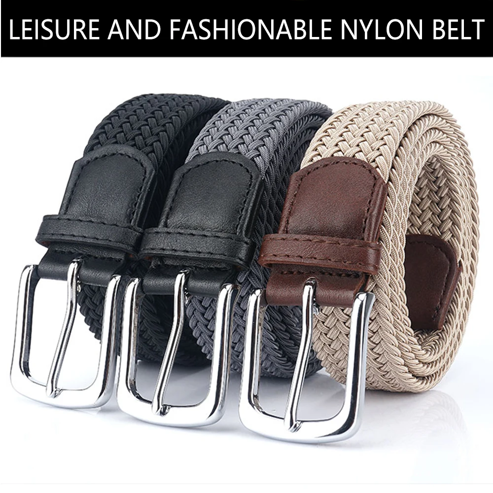 TUSHI Belt Men's Fashion Comfort Stretch Belt Braided Non-hole Student Jeans Casual Business Simple Wild Elastic Woven mens belt jeans belts