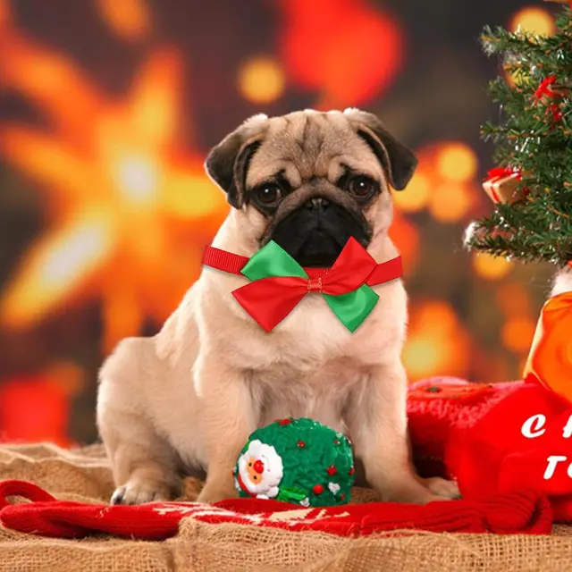 Christmas Dog Bow Tie Collar Holiday Pet Accessory with Bowknot Perfect for Dogs Ideal for Christmas and Special Celebrations 3