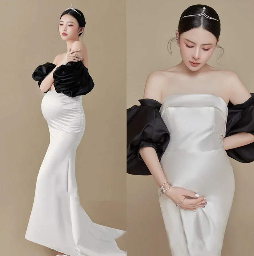 

Sexy Shoulderless Maternity Photography Props Long Dress For Pregnant Women Fancy Pregnancy Dress Elegence Maxi Gown Photo Shoot