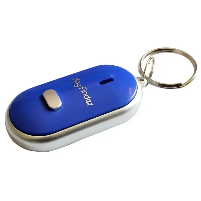 Smart Search Locator Anti-lost Key Finder Keychain Whistle Beep Sound Control LED Flashlight Portable Car Key Finder Blue