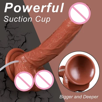 Realistic Squirting Dildo Ejaculating Penis for Beginners,Soft Dildo with Curved Shaft and Balls for Women G-Spot Anal Prostate 2