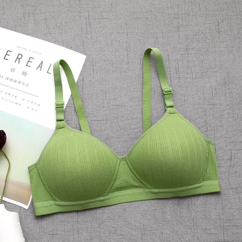 Thin Section AB Cup Girl Underwear Comfortable No Steel Ring Bra Cotton Girl Student Adjustment Bra For Teenage
