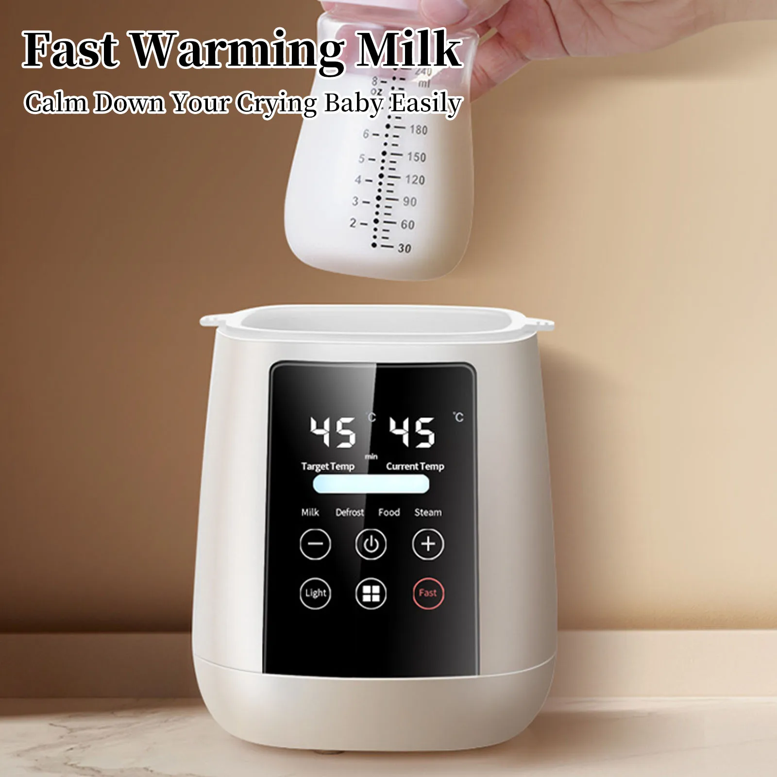 6-in-1 Baby Milk Bottle Warmer Fast Warming Multi-Functional 48H Thermostat Baby Milk Warmer with Thaw for Breastmilk or Formula