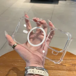 Clear Shockproof Armor Case with Magnetic Wireless Charging - Silicone and Hard Acrylic Cover - OPPO Reno13 FS 5G (Clear)