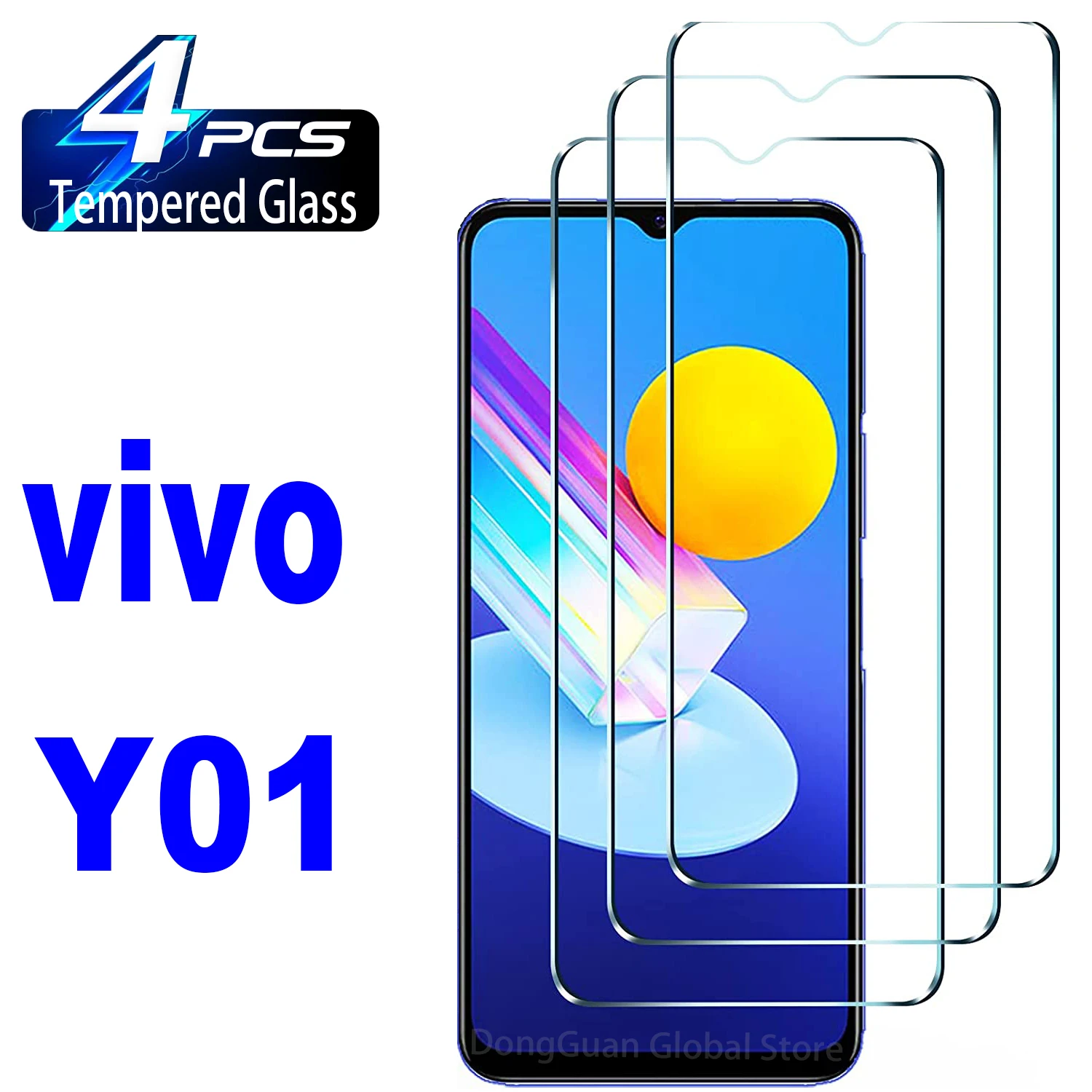 2/4Pcs Tempered Glass For VIVO Y01 Screen Protector Glass Film силиконовый чехол на vivo y01 фиолетовые ламы для виво ю01