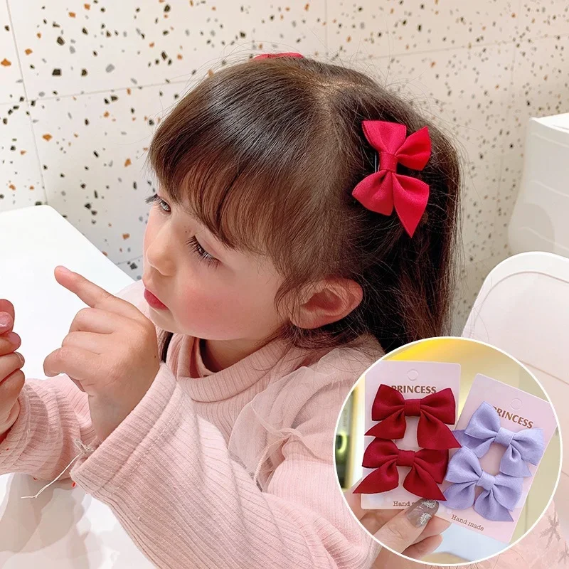 Cute Girls Bow Hair Clip Sweet Princess Hairpin Fashion Trend Duckbill Clip Barrettes Kids Hair Accessories 2 Piece/Set