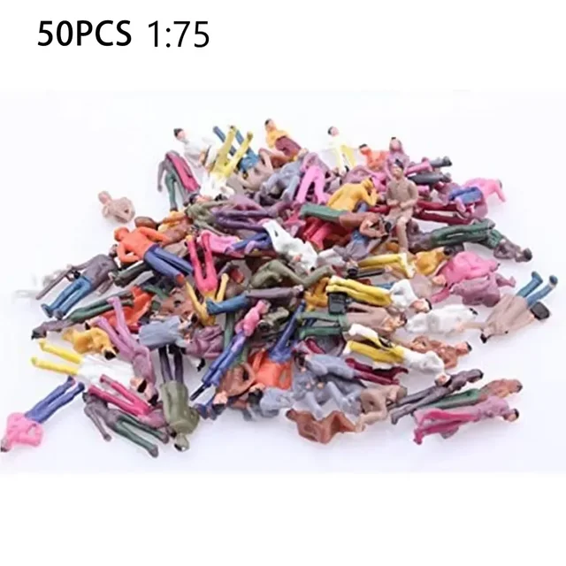 Figurines de personnes en plastique à échelle 1:75, 50 pièces, modèles de scènes peintes, construction de passagers, jouets de pose multicolores, bricolage rick mixte 5