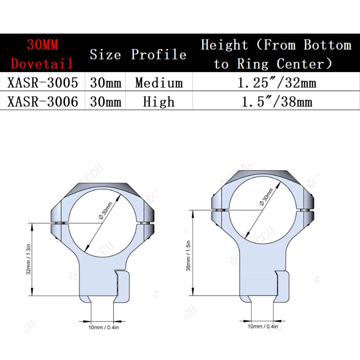 Rifle Scope Mount Rings Vector Optics X-ACCU 1" 25.4/30/34/35mm Diameter Low/Medium/High Profile Picatinny/Dovetail For 20/11mm Rail