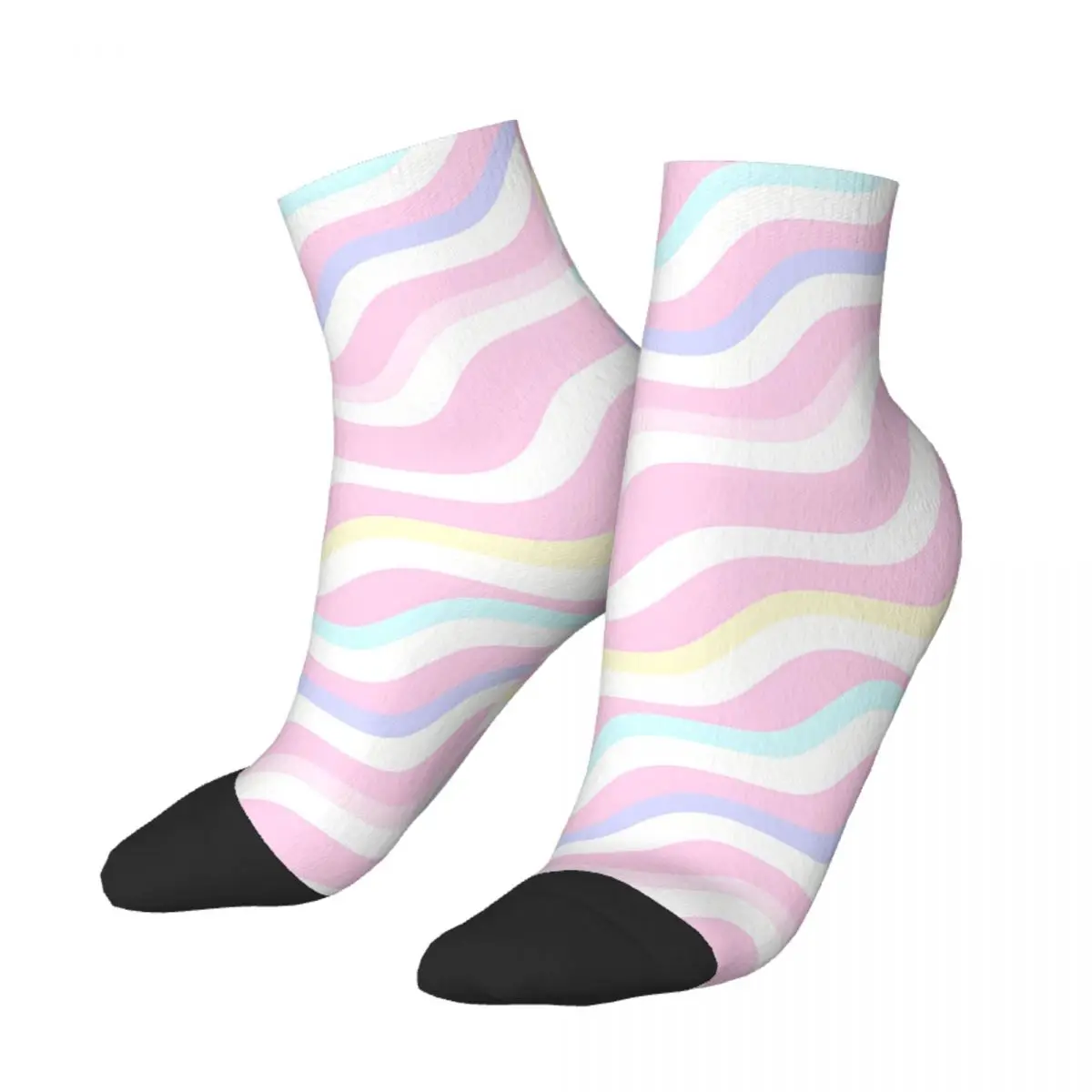 

Oblique Wavy Pattern Rainbow striped Ankle Socks Male Mens Women Spring Stockings Polyester