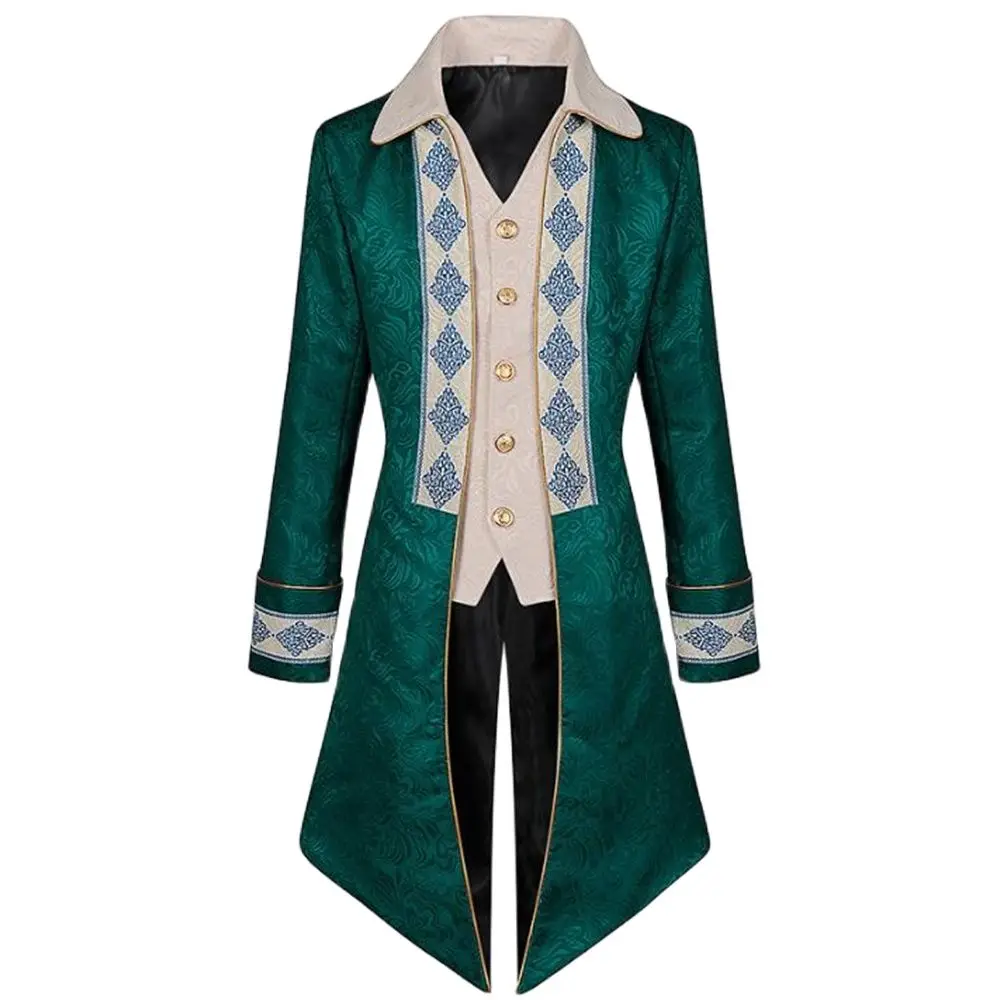 

Верхняя одежда в европейском и американском стиле 2024 года, пальто на Хэллоуин, смокинг, пальто средней длины в стиле панк в средневековом и ретро-стиле, готический пиджак с вышивкой, 4XL
